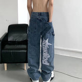 Retro Letter embroidery jeans